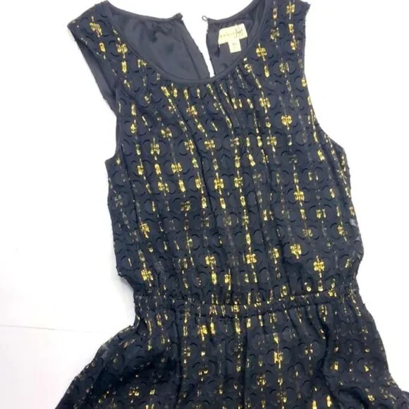 Maison Jules Silk Sleeveless Party Dress, Black Gold - Picture 3 of 6